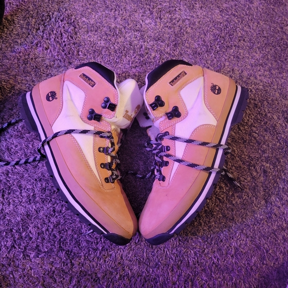 Men's size 13 timberland euro hikers tan creme and black Like new - Picture 4 of 5